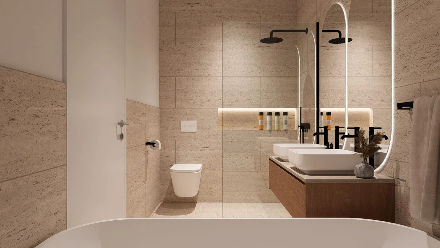 Bad mit freistehender Wanne